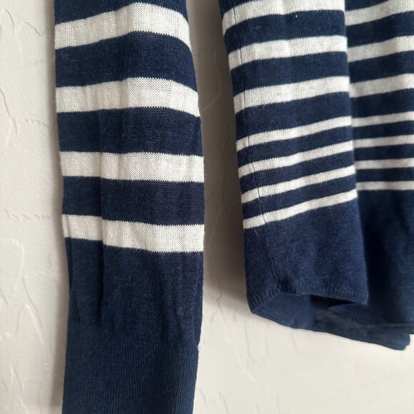 Splendid Linen Blend Lightweight Sweater Women's Size XS Navy Blue White Stripe - Picture 2 of 7
